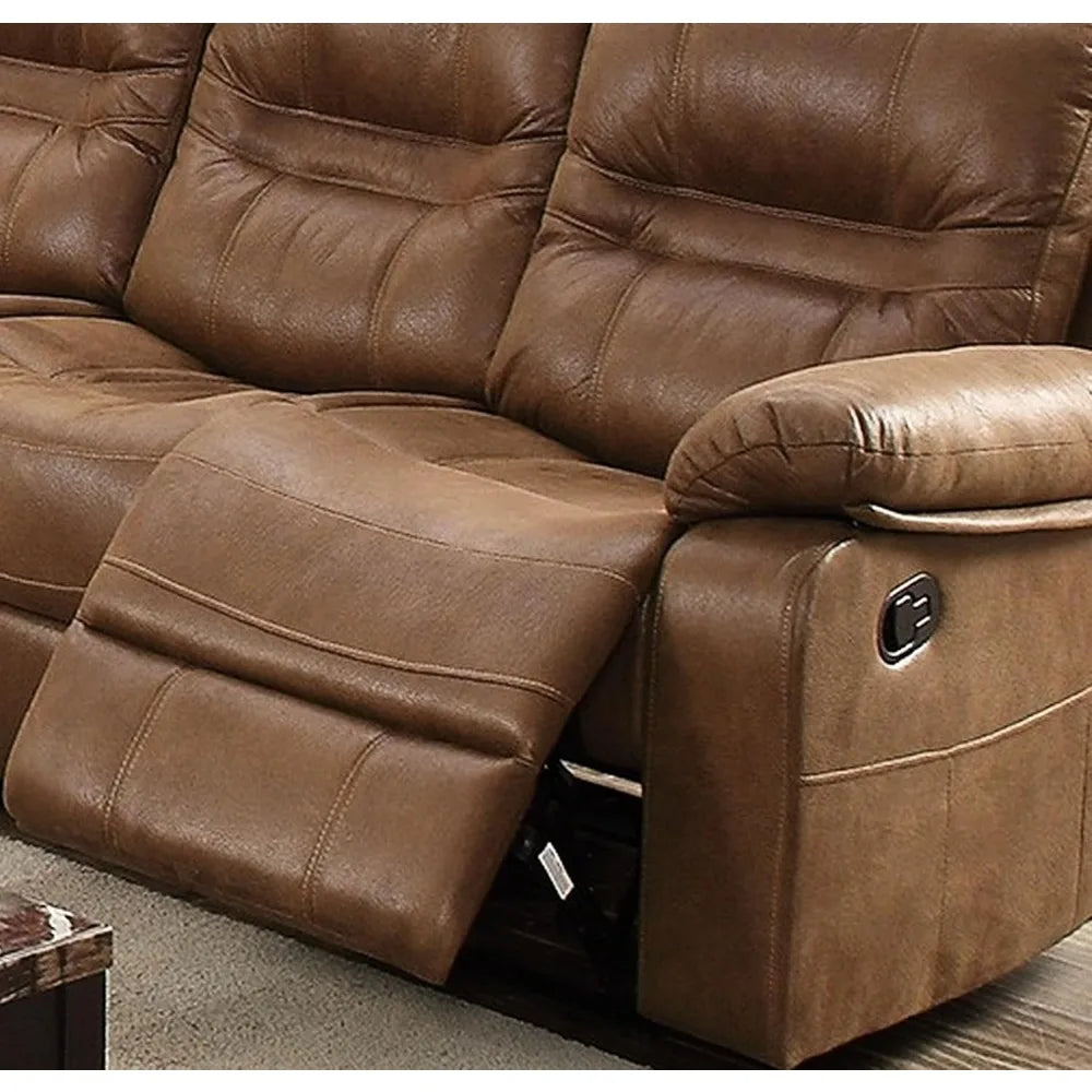 Reclining Sofas, Breathable 3 Motion Recliner in Dark Brown Color with And Metal Mechanism, with Cushion Back, Reclining Sofas