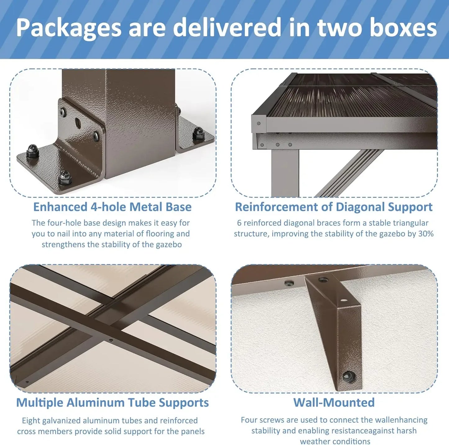 Hard Top Wall Mounted Gazebo,