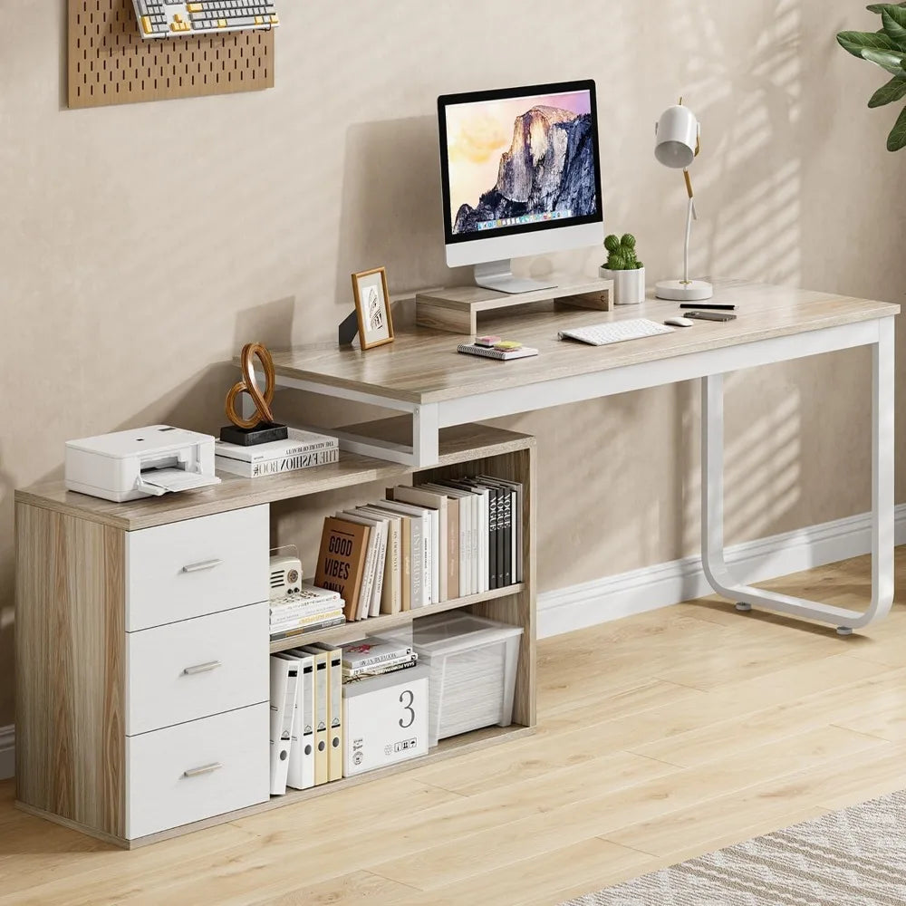 Desk with Drawers, L Shaped