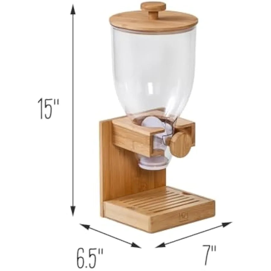 Honey-Can-Do Bamboo Cereal Dispenser Food Storage Container for Pantry Kitchen Counter Organization and Storage KCH-09867 Natur