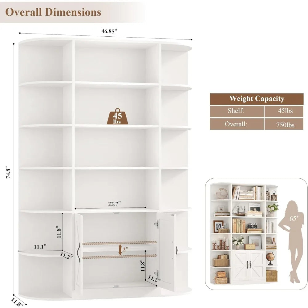 75" Tall Book Shelf and Bookcase,