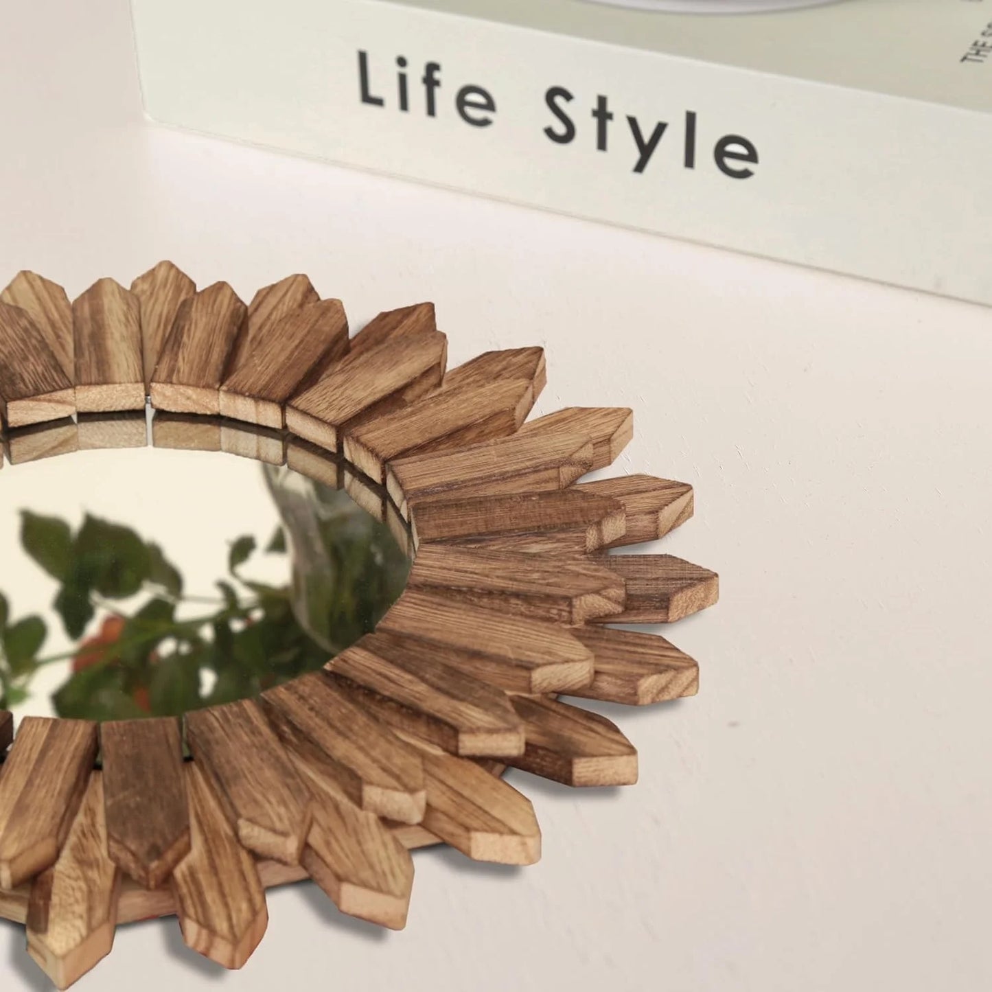Rustic Round Wood Mirror