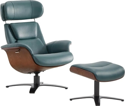 Genuine Leather Reclining Swivel Chair