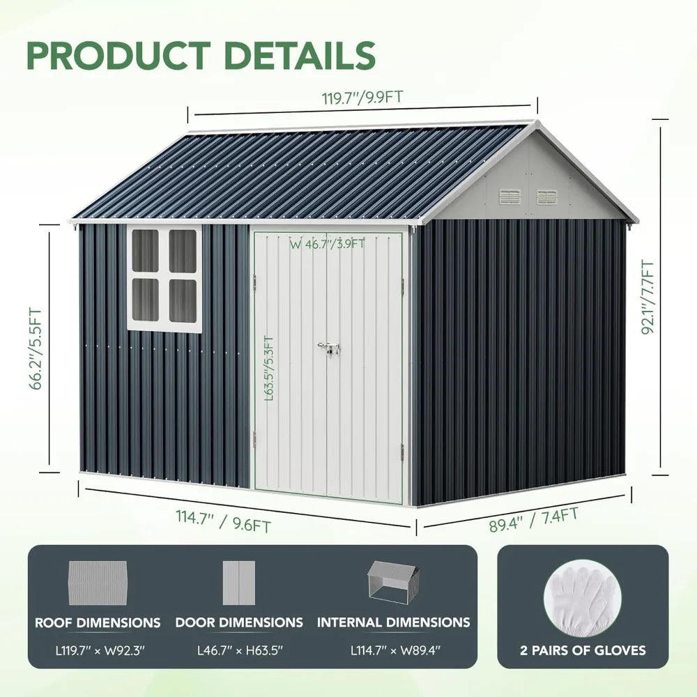 10X8FT Outdoor Steel Storage Shed