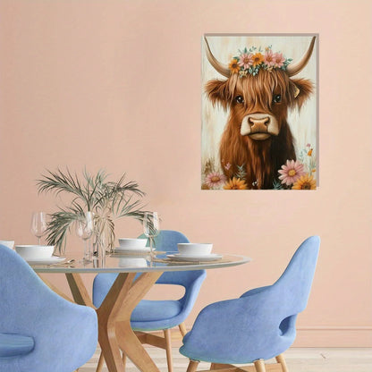 Spring Flowers Highland Cow