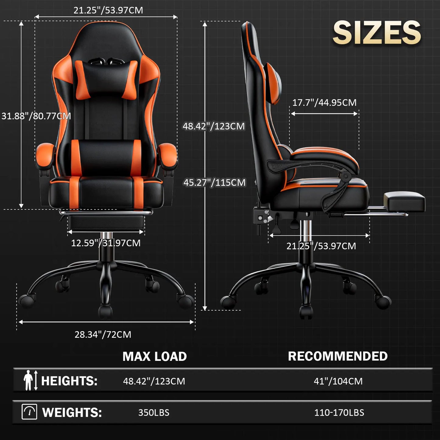 Gaming Chair with Footrest,