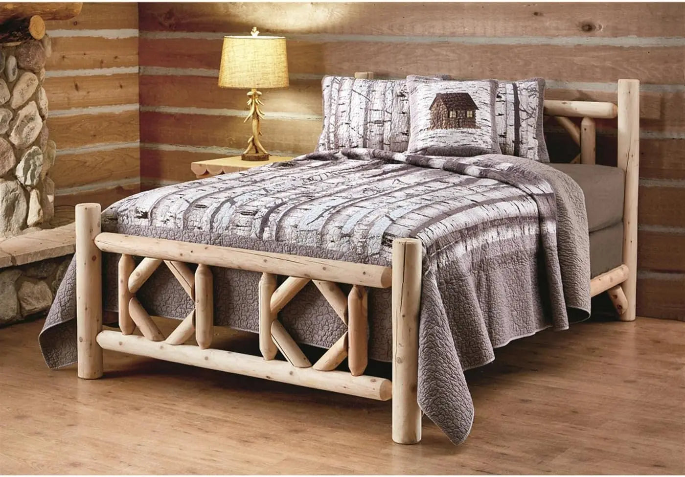 Diamond Cedar Log Bed Frame Twin, Rustic Natural Wood Bed Frames With Headboard