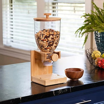 Honey-Can-Do Bamboo Cereal Dispenser Food Storage Container for Pantry Kitchen Counter Organization and Storage KCH-09867 Natur