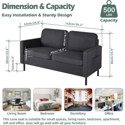 Fabric Loveseat Sofa with 2 USB,