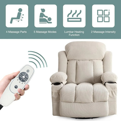 Massage Recliner Chair, Swivel and Rocking