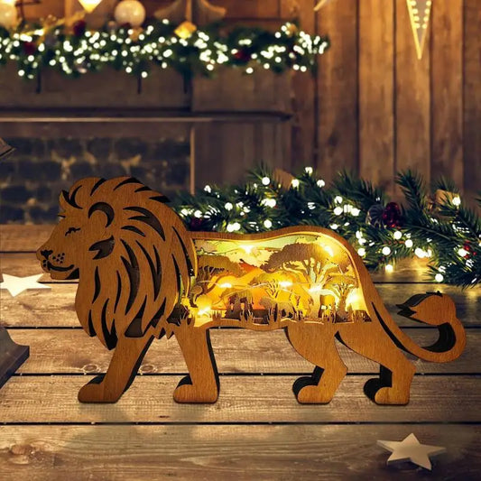 Wood Carving Animals Lamp