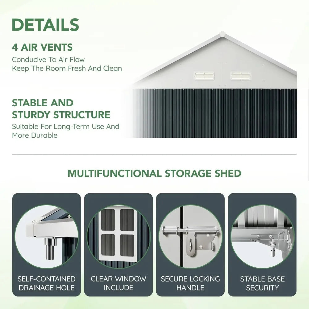 10X8FT Outdoor Steel Storage Shed
