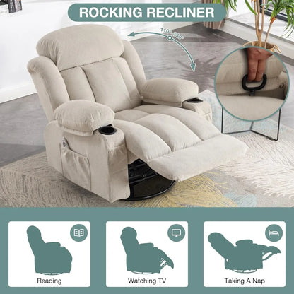Massage Recliner Chair, Swivel and Rocking