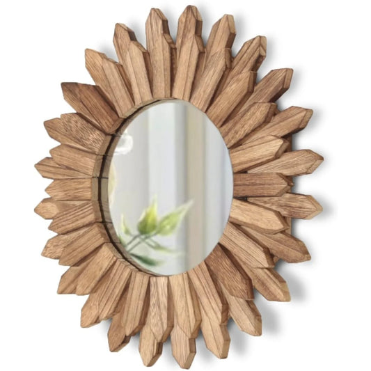 Rustic Round Wood Mirror