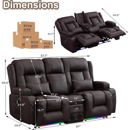 Power Loveseat Recliner Massage & Heat