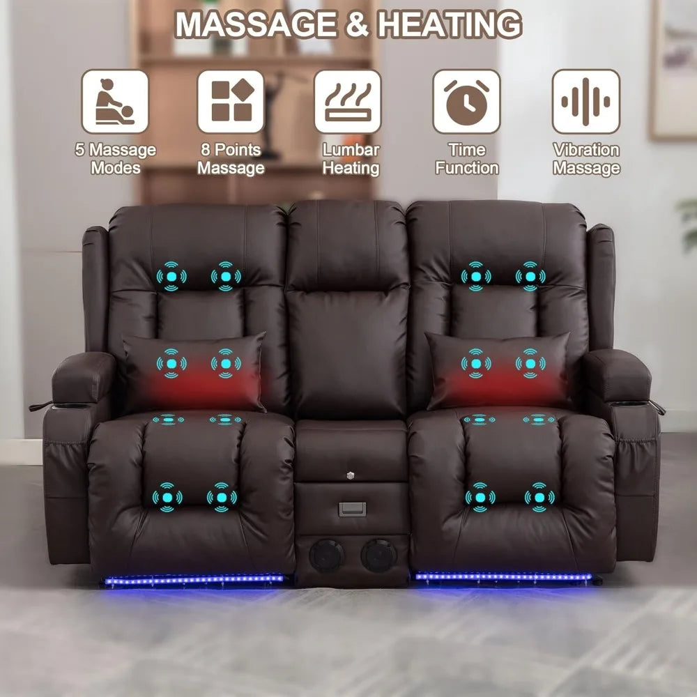 Power Loveseat Recliner Massage & Heat