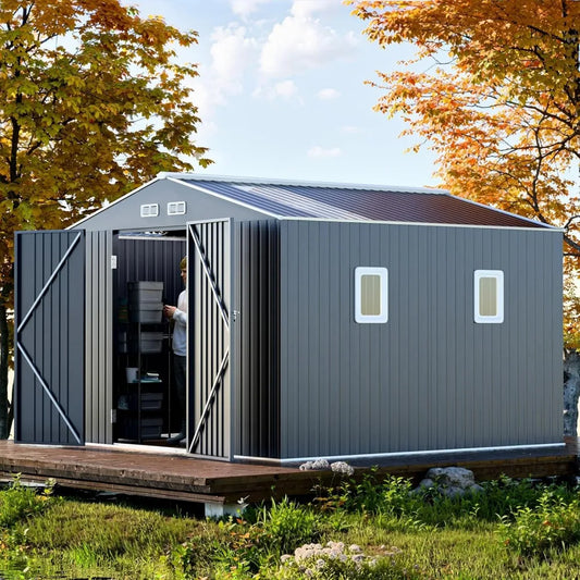 Metal Shed with Windows, Translucent Roofs