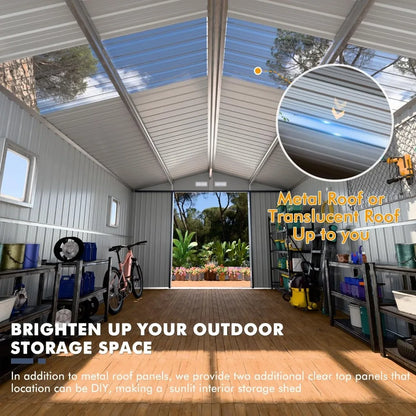 Metal Shed with Windows, Translucent Roofs