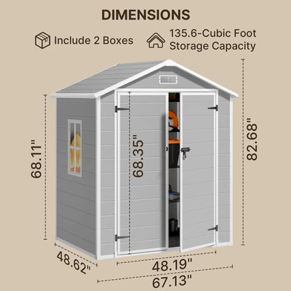 6x4.4 FT Plastic Outdoor Storage Shed