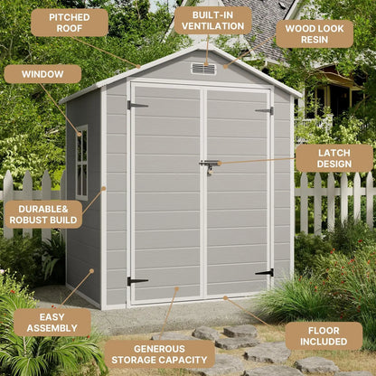 6x4.4 FT Plastic Outdoor Storage Shed