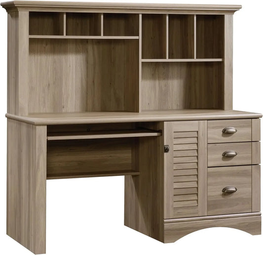Desk with Hutch, Salt Oak finish