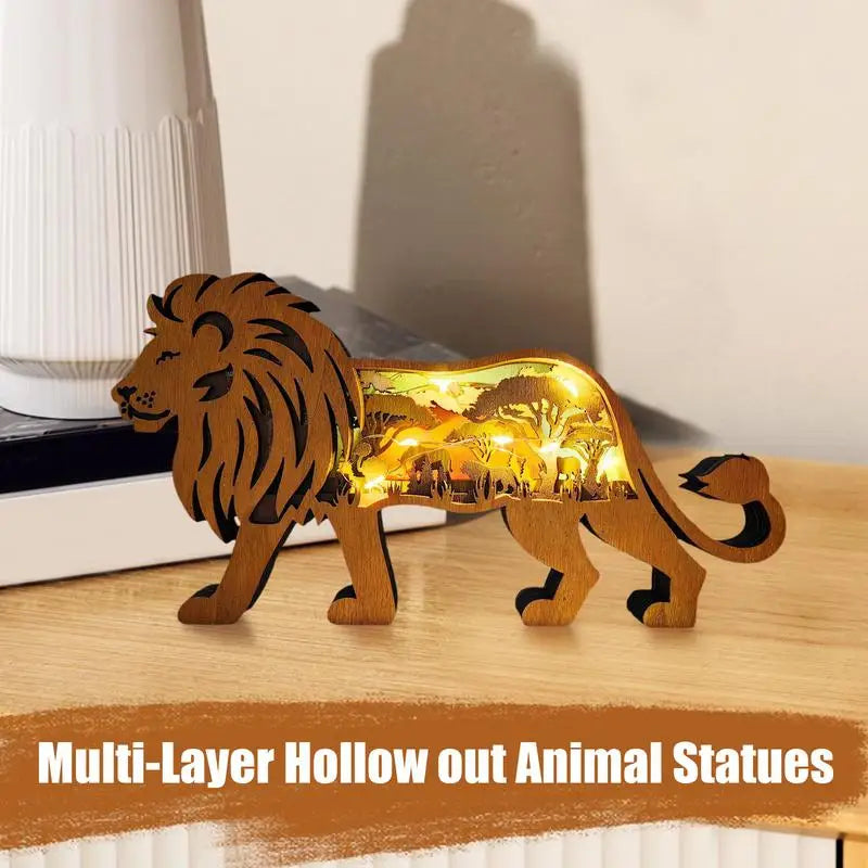 Wood Carving Animals Lamp