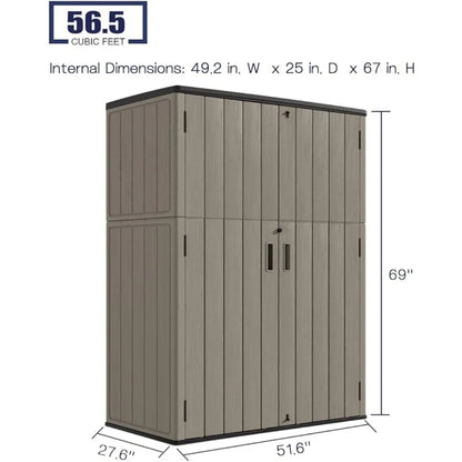 Outdoor vertical storage shed,