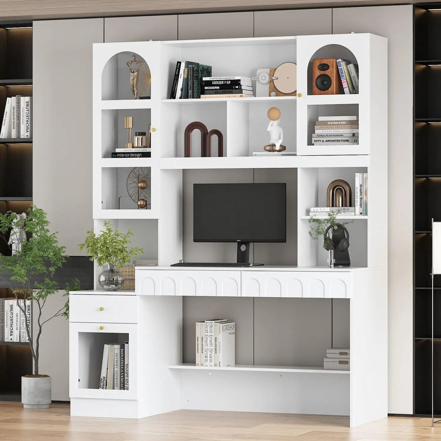 62 Inch Desk with Shelves,
