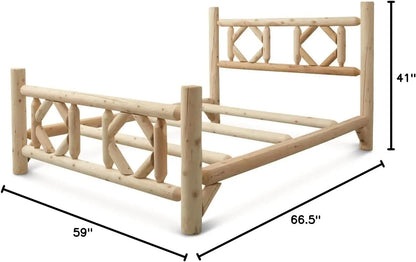 Diamond Cedar Log Bed Frame Twin, Rustic Natural Wood Bed Frames With Headboard