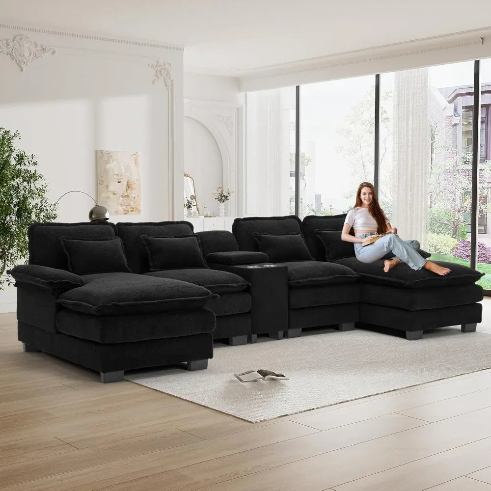 Sectional Sofa Cloud Couch,124"