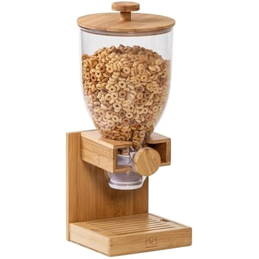 Honey-Can-Do Bamboo Cereal Dispenser Food Storage Container for Pantry Kitchen Counter Organization and Storage KCH-09867 Natur