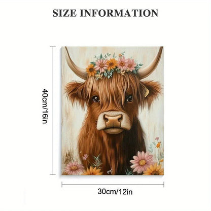 Spring Flowers Highland Cow