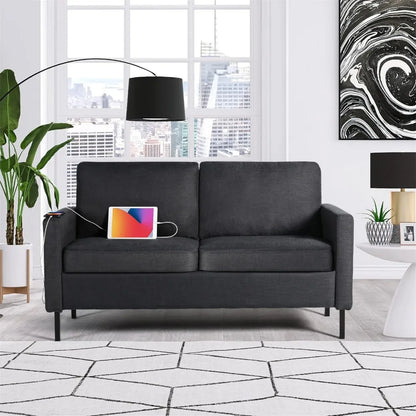 Fabric Loveseat Sofa with 2 USB,