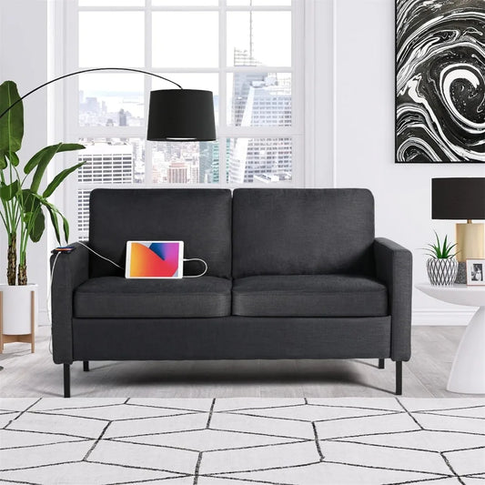 Fabric Loveseat Sofa with 2 USB,