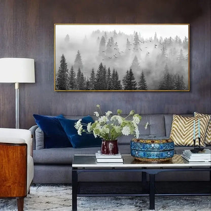 Majestic Foggy Forest Canvas Wall Art