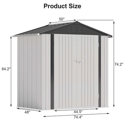 Victone 6' x 4' Metal Outdoor Storage Shed, Steel Utility Tool Shed Storage House with Door & Lock for Backyard Garden, White